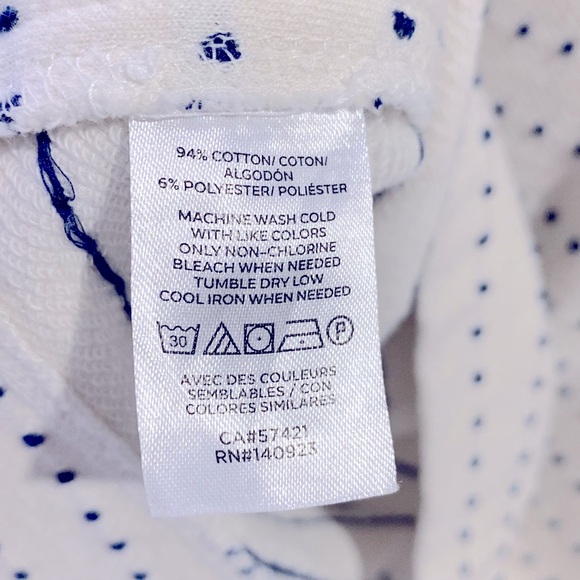 New Lou & Grey Cream Embroidered Navy Blue Polka Dots Zippers Both Sides Size XS - Picture 6 of 11